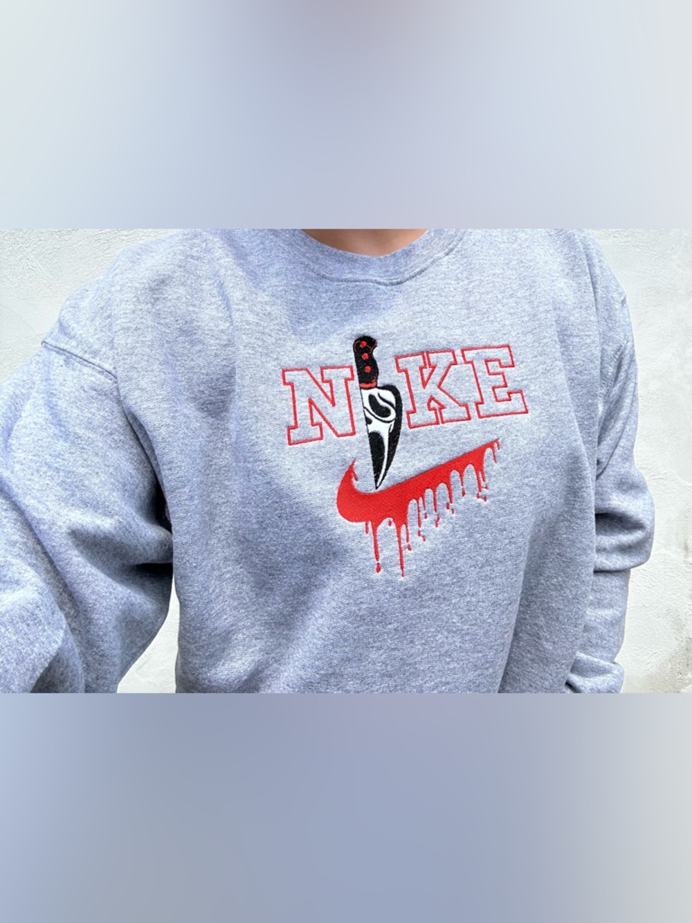 *CUSTOM* Nike Ghost Face Embroidered Sweatshirt